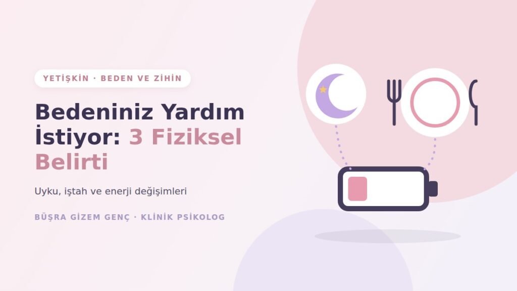 Ay, tabak ve düşük pil simgeleri ile uyku, iştah ve enerji illüstrasyonu