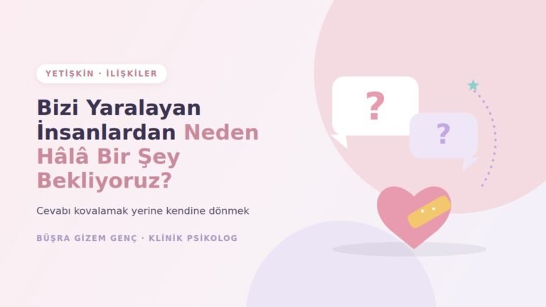Soru işaretli konuşma balonları ve yarası sarılmış kalp illüstrasyonu