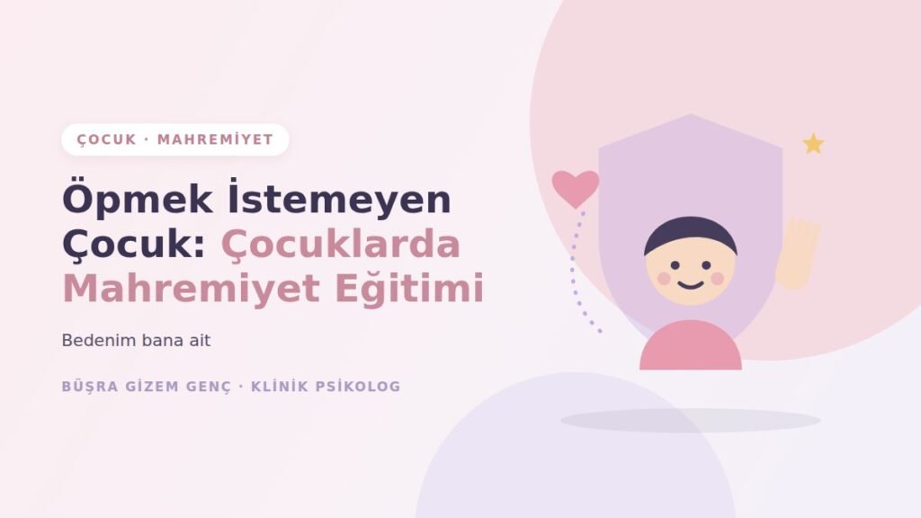 Kalkan önünde el sallayan çocuk ile mahremiyet eğitimi illüstrasyonu