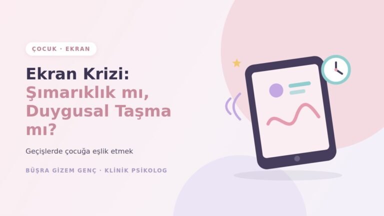 Tablet ve saat ile çocuklarda ekran krizi illüstrasyonu