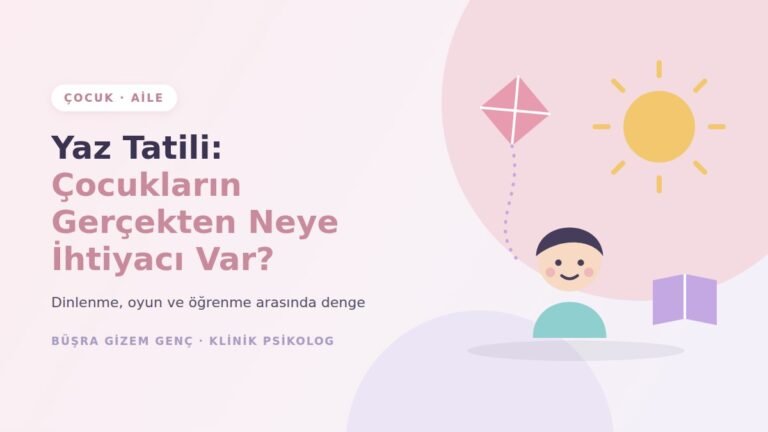 Yaz tatili: güneş, uçurtma, kitap ve gülümseyen çocuk illüstrasyonu